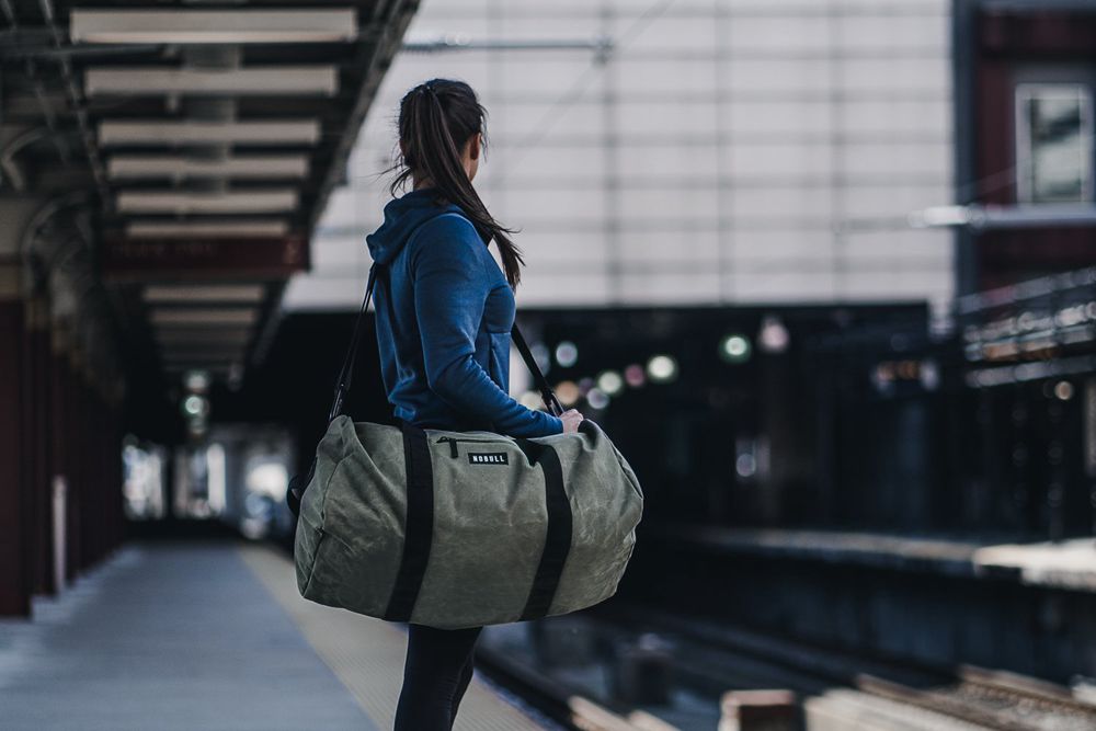 NOBULL Xl Waxed Canvas Traditional Duffle Sırt Çantaları - Yeşil Ordu - Turkiye (HXB-569748)